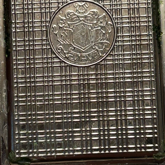 Evans Gold Tone Compact Makeup Cigarette Case Clutch Purse w/Uranium glass